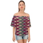 Pattern Zigzag Stripe Design Off Shoulder Short Sleeve Top