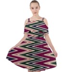 Pattern Zigzag Stripe Design Cut Out Shoulders Dress