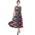 Pattern Zigzag Stripe Design Round Neck Boho Dress