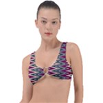 Pattern Zigzag Stripe Design Ring Detail Bikini Top