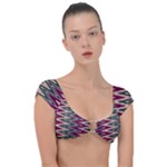 Pattern Zigzag Stripe Design Cap Sleeve Ring Bikini Top