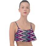 Pattern Zigzag Stripe Design Frill Bikini Top