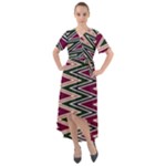 Pattern Zigzag Stripe Design Front Wrap High Low Dress