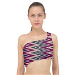 Pattern Zigzag Stripe Design Spliced Up Bikini Top 