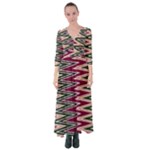 Pattern Zigzag Stripe Design Button Up Maxi Dress