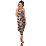 Pattern Zigzag Stripe Design Waist Tie Cover Up Chiffon Dress