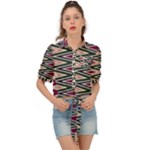 Pattern Zigzag Stripe Design Tie Front Shirt 