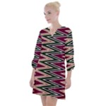 Pattern Zigzag Stripe Design Open Neck Shift Dress