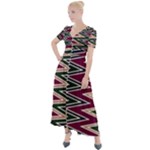 Pattern Zigzag Stripe Design Button Up Short Sleeve Maxi Dress