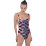 Pattern Zigzag Stripe Design Tie Strap One Piece Swimsuit