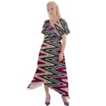 Pattern Zigzag Stripe Design Cross Front Sharkbite Hem Maxi Dress