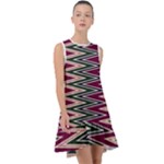 Pattern Zigzag Stripe Design Frill Swing Dress