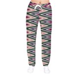 Pattern Zigzag Stripe Design Women Velvet Drawstring Pants