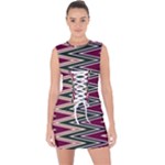 Pattern Zigzag Stripe Design Lace Up Front Bodycon Dress