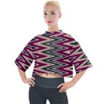 Pattern Zigzag Stripe Design Mock Neck T-Shirt