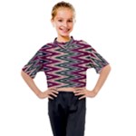 Pattern Zigzag Stripe Design Kids Mock Neck T-Shirt