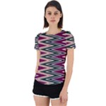 Pattern Zigzag Stripe Design Back Cut Out Sport T-Shirt