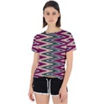 Pattern Zigzag Stripe Design Open Back Sport T-Shirt