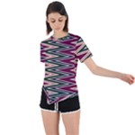 Pattern Zigzag Stripe Design Asymmetrical Short Sleeve Sports T-Shirt