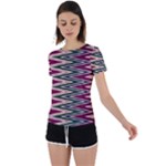 Pattern Zigzag Stripe Design Back Circle Cutout Sports T-Shirt