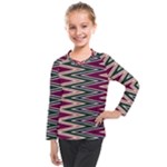 Pattern Zigzag Stripe Design Kids  Long Mesh T-Shirt