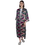 Pattern Zigzag Stripe Design Maxi Satin Kimono