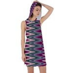 Pattern Zigzag Stripe Design Racer Back Hoodie Dress