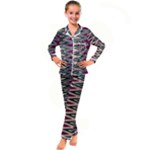 Pattern Zigzag Stripe Design Kids  Satin Long Sleeve Pajamas Set