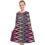 Pattern Zigzag Stripe Design Kids  Midi Sailor Dress