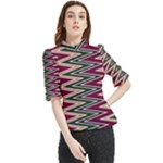 Pattern Zigzag Stripe Design Frill Neck Blouse