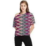 Pattern Zigzag Stripe Design One Shoulder Cut Out T-Shirt