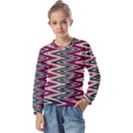 Pattern Zigzag Stripe Design Kids  Long Sleeve T-Shirt with Frill 