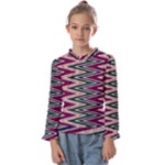 Pattern Zigzag Stripe Design Kids  Frill Detail T-Shirt