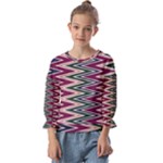 Pattern Zigzag Stripe Design Kids  Cuff Sleeve Top