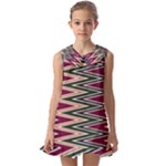 Pattern Zigzag Stripe Design Kids  Pilgrim Collar Ruffle Hem Dress