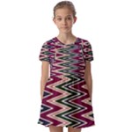 Pattern Zigzag Stripe Design Kids  Short Sleeve Pinafore Style Dress