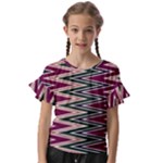 Pattern Zigzag Stripe Design Kids  Cut Out Flutter Sleeves