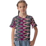 Pattern Zigzag Stripe Design Kids  Cuff Sleeve Scrunch Bottom T-Shirt