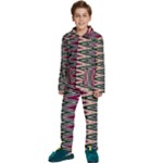 Pattern Zigzag Stripe Design Kids  Long Sleeve Velvet Pajamas Set