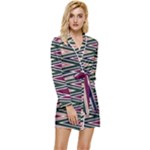 Pattern Zigzag Stripe Design Long Sleeve Satin Robe