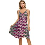 Pattern Zigzag Stripe Design Sleeveless Tie Front Chiffon Dress