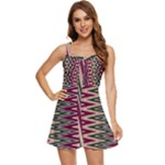 Pattern Zigzag Stripe Design Ruffle Edge Bra Cup Chiffon Mini Dress