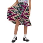 Pattern Zigzag Stripe Design Kids  Ruffle Flared Wrap Midi Skirt