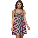 Pattern Zigzag Stripe Design Ruffle Strap Babydoll Chiffon Dress