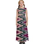 Pattern Zigzag Stripe Design Kids  Satin Sleeveless Maxi Dress