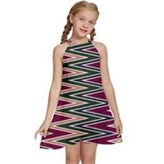 Kids  Halter Collar Waist Tie Chiffon Dress 