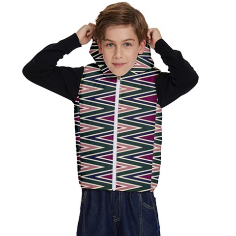 Pattern Zigzag Stripe Design Kids  Stylish Hooded Puffer Vest from ArtsNow.com