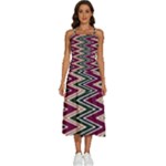 Pattern Zigzag Stripe Design Sleeveless Shoulder Straps Boho Dress