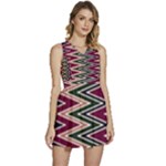 Pattern Zigzag Stripe Design Sleeveless High Waist Mini Dress