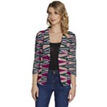 Pattern Zigzag Stripe Design Women s One-Button 3/4 Sleeve Short Jacket